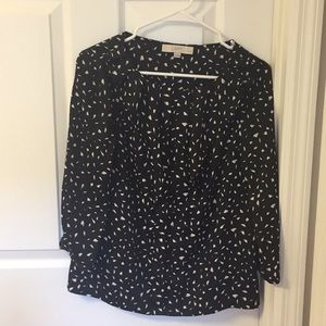 LOFT three quarter sleeve shirt, black print, SP